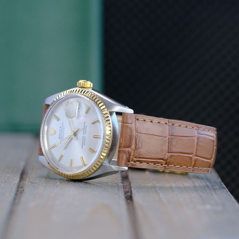 Gold rolex leather band hotsell