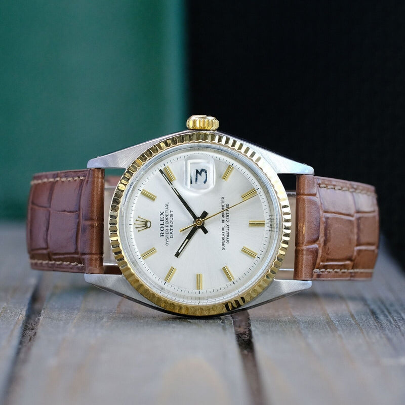 Mens rolex leather strap sale